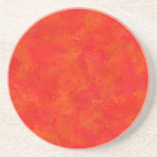Dessous De Verre En Grès Motif Abstrait Orange Rouge
