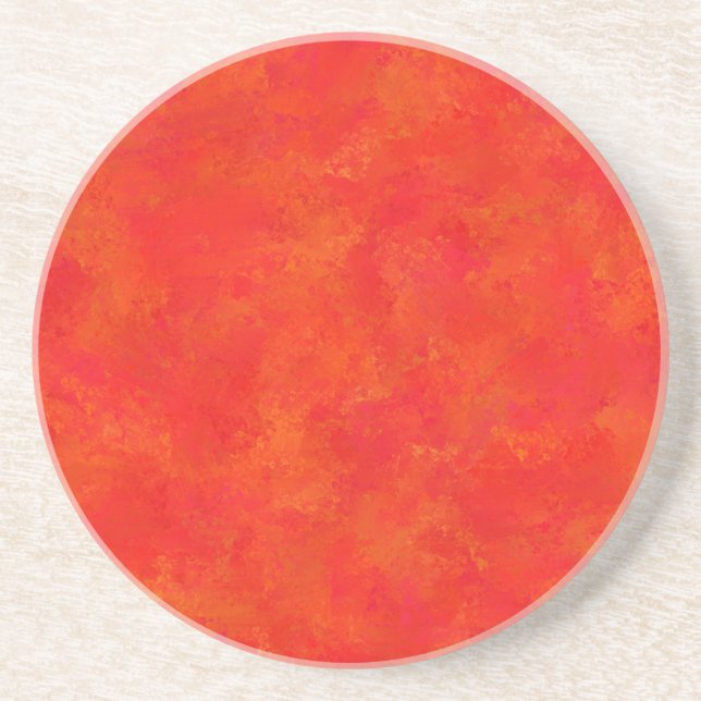 Dessous De Verre En Grès Motif Abstrait Orange Rouge (Devant)