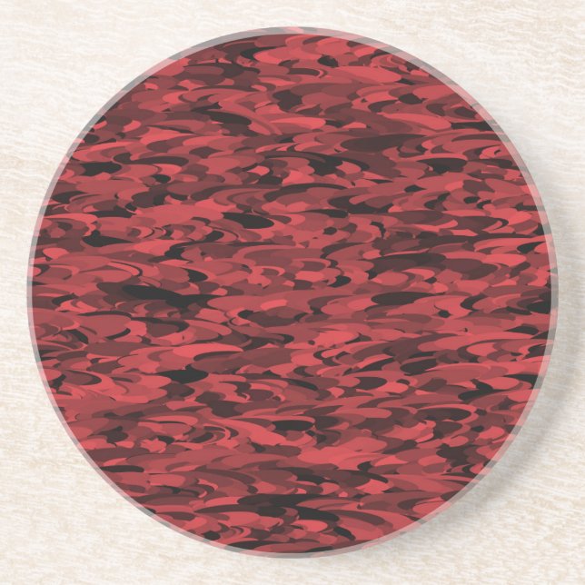 Dessous De Verre En Grès Motif Abstrait Rouge Noir (Devant)
