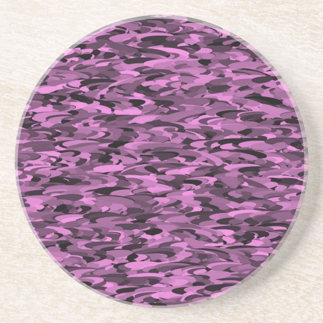 Dessous De Verre En Grès Motif Abstrait Violet Noir (Devant)