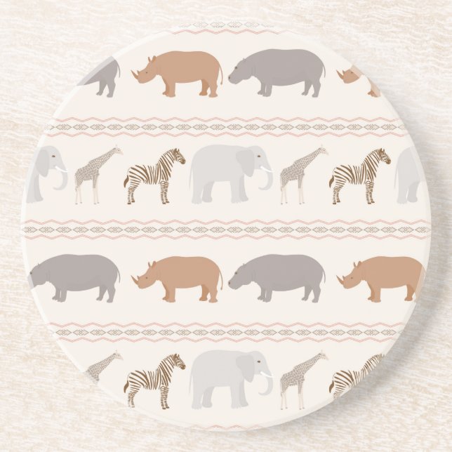 Dessous De Verre En Grès Motif africain 1 d'animaux (Devant)