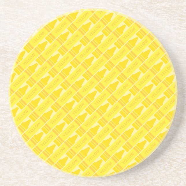 Dessous De Verre En Grès Motif amusant de crayon jaune (Devant)