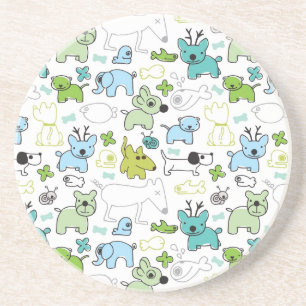 Dessous De Verre En Grès motif animal d'arrière - plan d'enfants