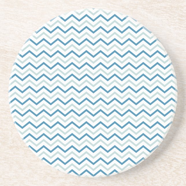 Dessous De Verre En Grès Motif Aqua Blue Chevron (Devant)