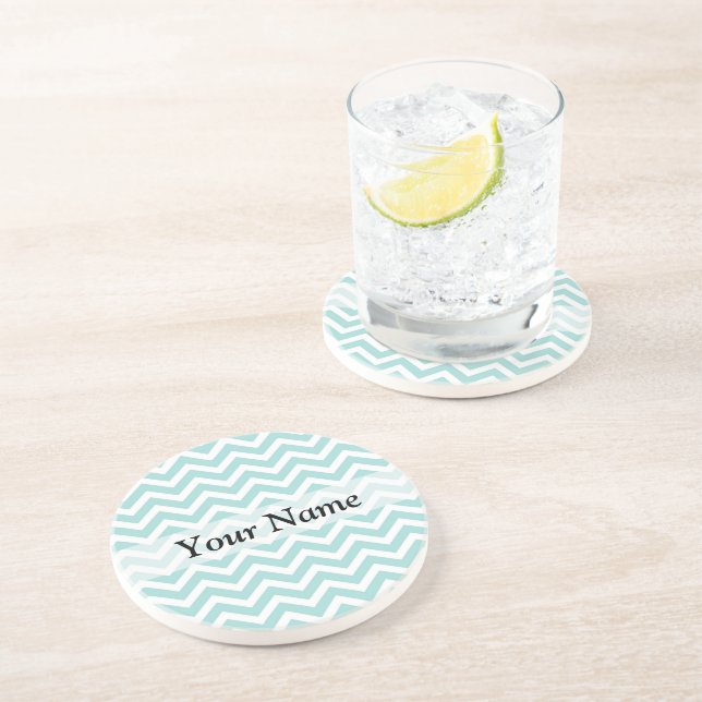 Dessous De Verre En Grès Motif Aqua chevron (Côté)