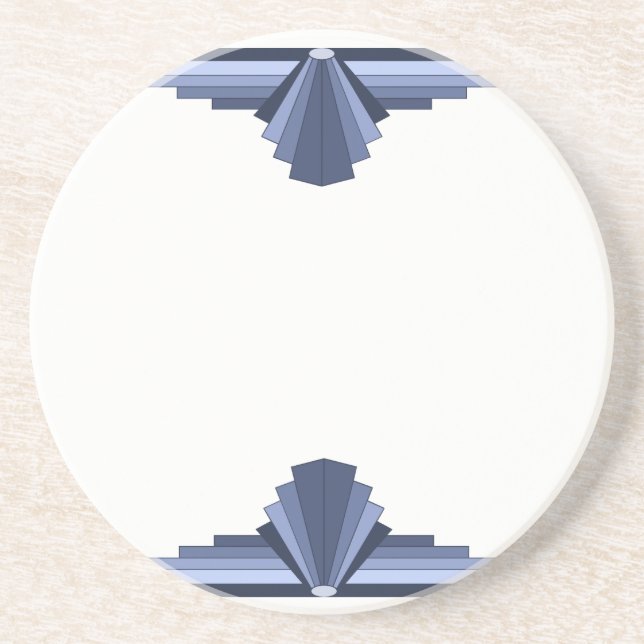 Dessous De Verre En Grès Motif Art déco en gris-bleu (Devant)