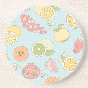 Dessous De Verre En Grès Motif avec des fruits et des baies