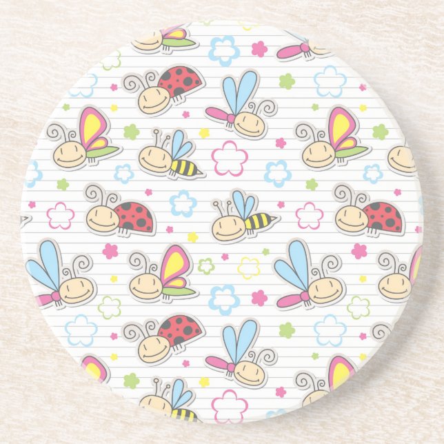 Dessous De Verre En Grès motif avec des insectes (Devant)