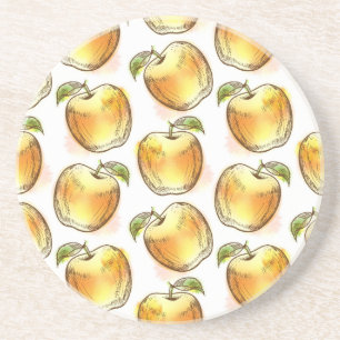 Dessous De Verre En Grès Motif avec la pomme jaune