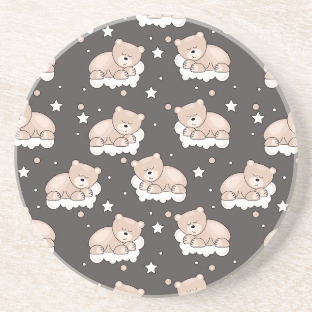 Dessous De Verre En Grès motif avec le petit sommeil d'ours (Devant)