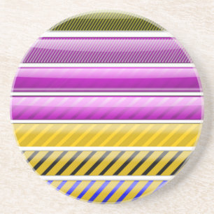 DESSOUS DE VERRE EN GRÈS MOTIF BARS COLORÉS