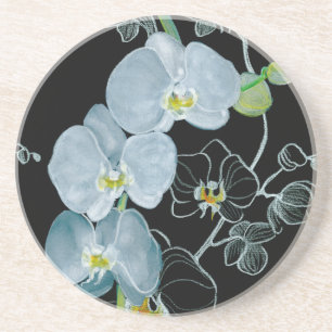 Dessous De Verre En Grès Motif blanc d'orchidées d'aquarelle