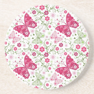 Dessous De Verre En Grès Motif blanc floral