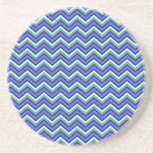 Dessous De Verre En Grès Motif bleu de Chevron de saphir