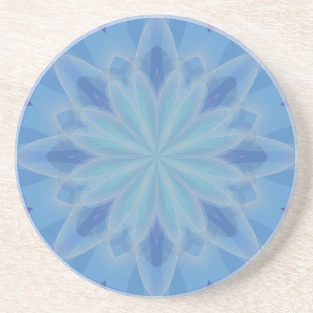 Dessous De Verre En Grès Motif bleu et turquoise 5 (Devant)