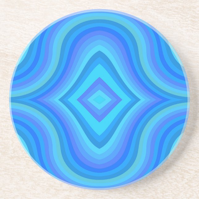 Dessous De Verre En Grès Motif bleu rétro (Devant)