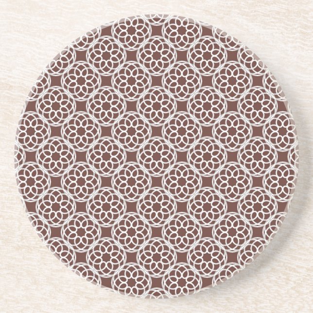 Dessous De Verre En Grès Motif Brown blanc géométrique sans couture (Devant)