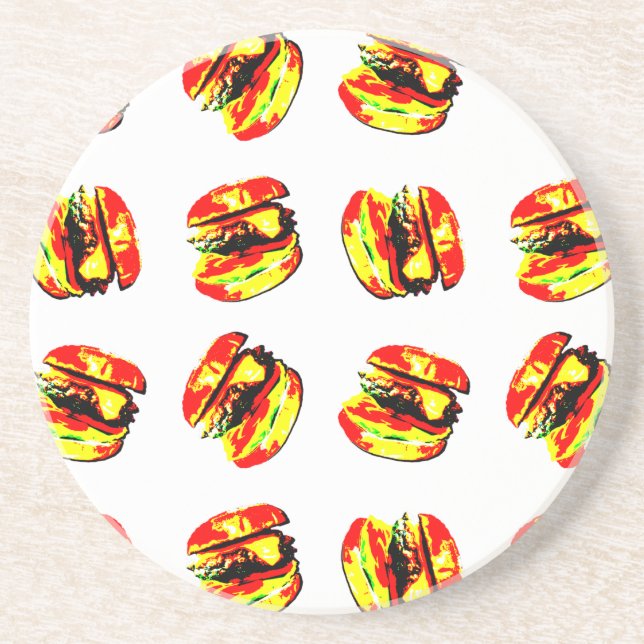 Dessous De Verre En Grès Motif Burger (Devant)