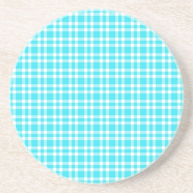 Dessous De Verre En Grès Motif carreaux bleu blanc (Devant)
