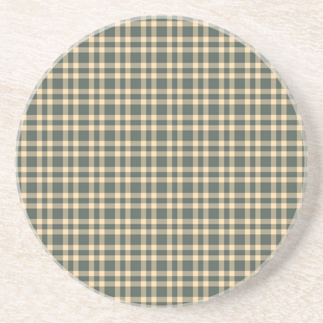 Dessous De Verre En Grès Motif carreaux vert jaune (Devant)