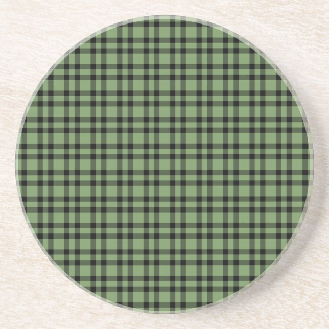 Dessous De Verre En Grès Motif carreaux vert noir (Devant)