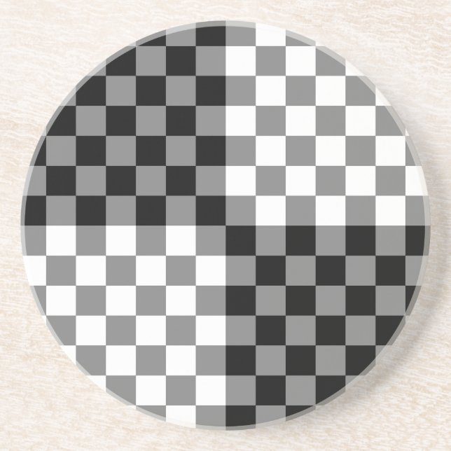 DESSOUS DE VERRE EN GRÈS MOTIF CHECKERBOARD (Devant)