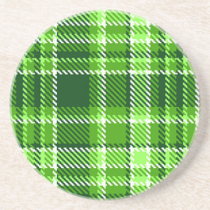 Dessous De Verre En Grès Motif Checkered de couleur verte