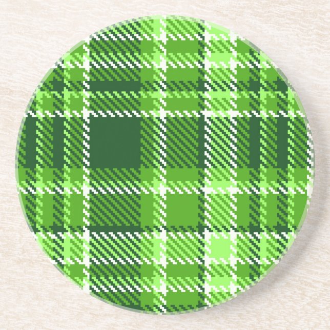 Dessous De Verre En Grès Motif Checkered de couleur verte (Devant)