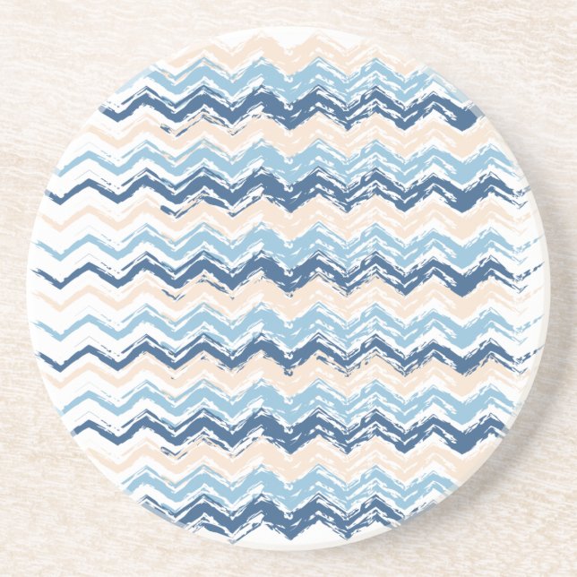Dessous De Verre En Grès Motif Chevron de l'océan Pacifique (Devant)