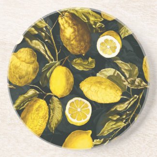 Dessous De Verre En Grès Motif citron et feuille V