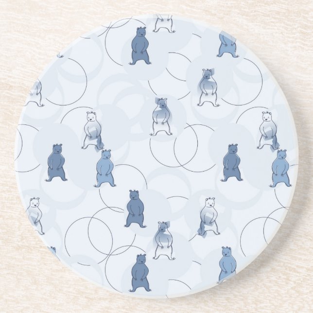 Dessous De Verre En Grès motif comportant un ours gris (Devant)