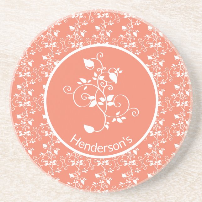 Dessous De Verre En Grès Motif Damas Ornat (Devant)