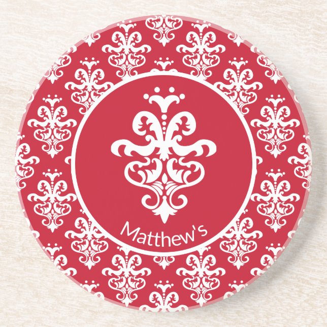 Dessous De Verre En Grès Motif Damas Ornat (Devant)