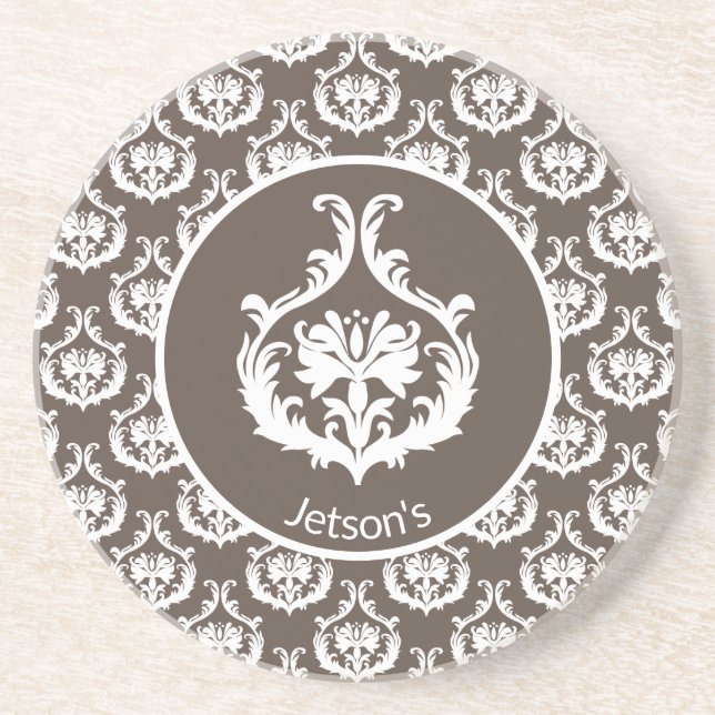 Dessous De Verre En Grès Motif Damas Ornat (Devant)