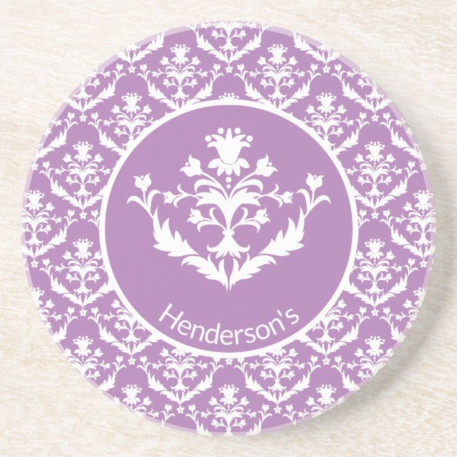 Dessous De Verre En Grès Motif Damas Ornat (Devant)