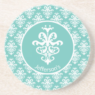 Dessous De Verre En Grès Motif Damas Ornat