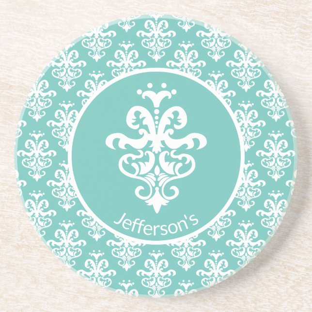 Dessous De Verre En Grès Motif Damas Ornat (Devant)
