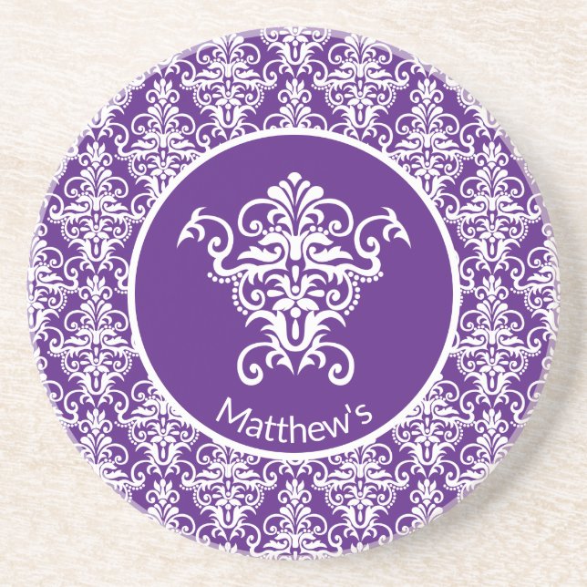 Dessous De Verre En Grès Motif Damas Ornat (Devant)