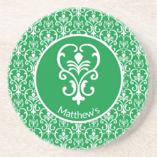 Dessous De Verre En Grès Motif Damas Ornat