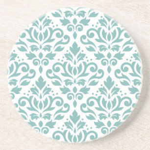 Dessous De Verre En Grès Motif Damassé Sarcelle Défilé
