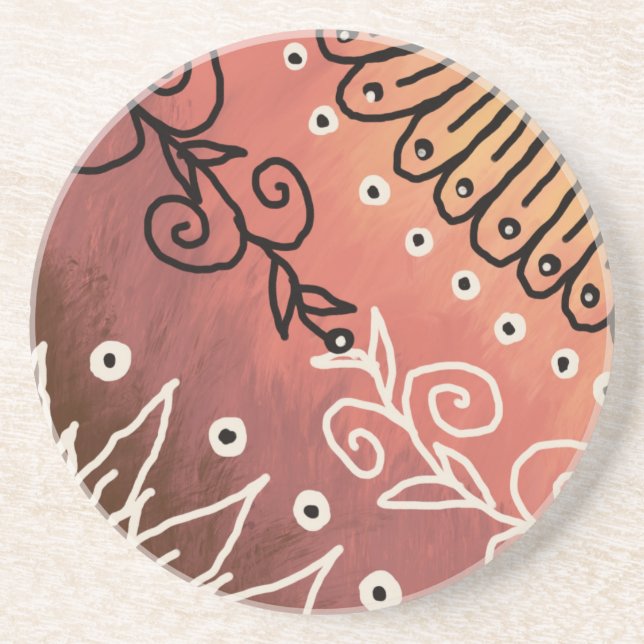 Dessous De Verre En Grès Motif d'art drôle rouge (Devant)