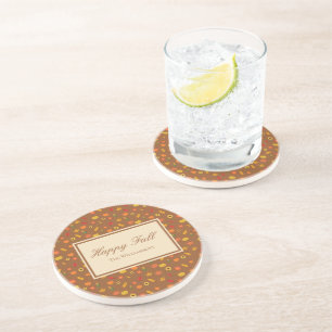 Dessous De Verre En Grès Motif d'automne Famille Nom Brown
