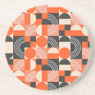 Dessous De Verre En Grès Motif de bloc de couleur géométrique lumineux.
