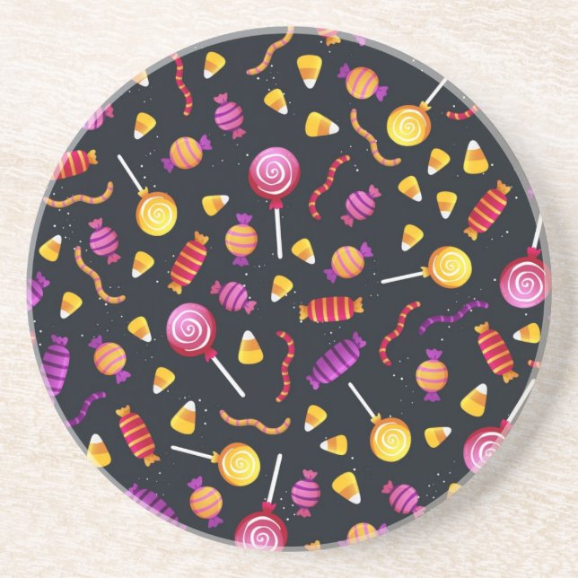 Dessous De Verre En Grès Motif de bonbons d'Halloween (Devant)