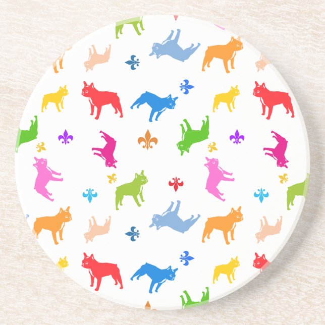 Dessous De Verre En Grès Motif de Bouledogue Français (Devant)