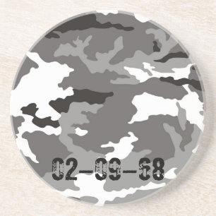 Dessous De Verre En Grès Motif de camouflage gris