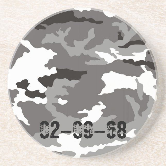 Dessous De Verre En Grès Motif de camouflage gris (Devant)