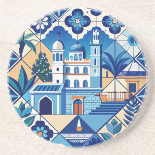Dessous De Verre En Grès Motif de carreaux Azulejo