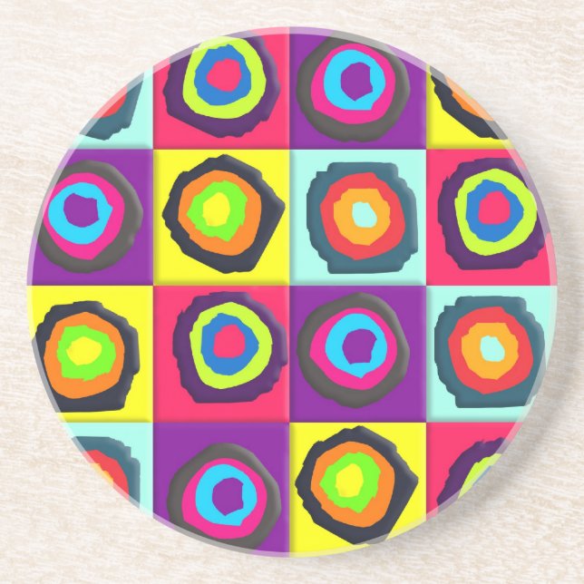 Dessous De Verre En Grès motif de cercles (Devant)