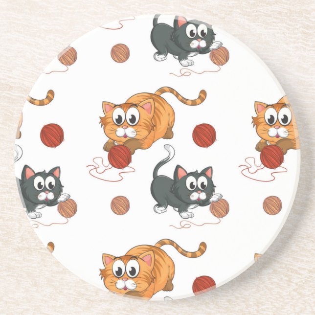 Dessous De Verre En Grès Motif de chat (Devant)